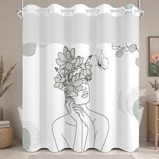 Minimalist Artistic No Hook Shower Curtain with Snap in Liner