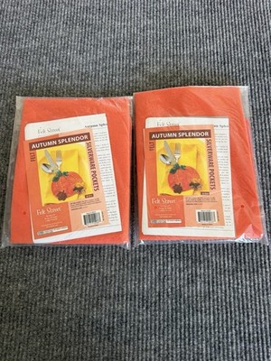 Lot 2 Sets Felt Street Autumn Splendor Pumpkin Silverware Pocket Kits  Total 12