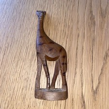 Vintage Wooden Hand Carved Giraffe Ornament 6 inch Figure