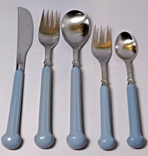 DENBY England REGENCY Stainless Steel Flatware Set - Blue Stone Handles