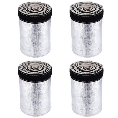 4PCS 3Ft Metallic Heat Shield Sleeve Insulated Wire Hose Cover Wrap Loom Tube