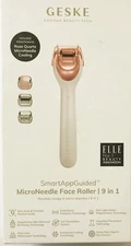 GESKE MicroNeedle Face Roller 9 in 1 Electric derma roller with rose quartz