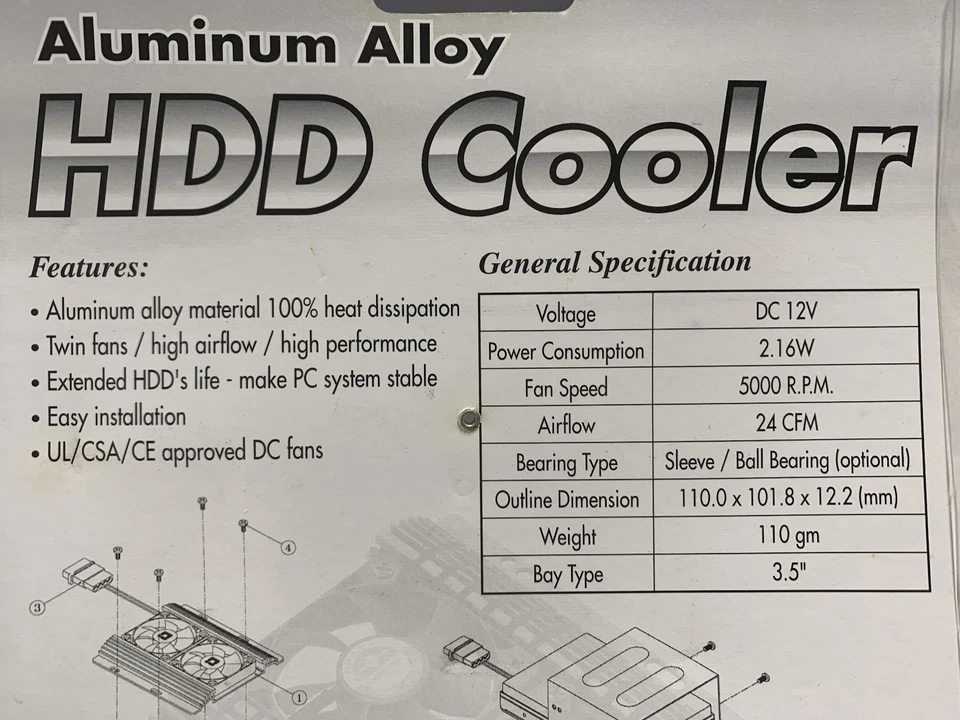 Vantec HDC-502A HDD Cooler Aluminum Alloy Twin Fan 7200 RPM Brand New - Image 3 of 4