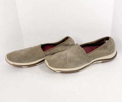 LL Bean Slip On Shoes Back Cove Stretch Nubuck Leather Comfort Outdoor Beige 8