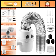 Indoor Dryer Vent Kit 10ft 3-in-1 Filter Bucket & 4" Ducting Hose for Electric D