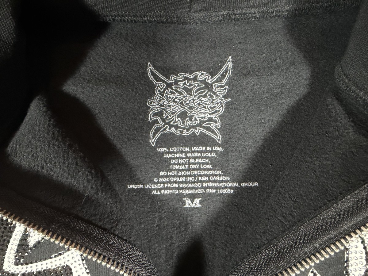 Ken Carson Ed Hardy Complexcon Black Zip-Up Hoodie Jacket Mens 