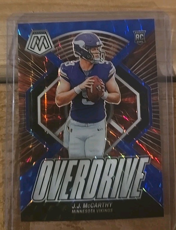 2024 Panini Mosaic Blue JJ Mccarthy Rookie /99 Overdrive No. 3