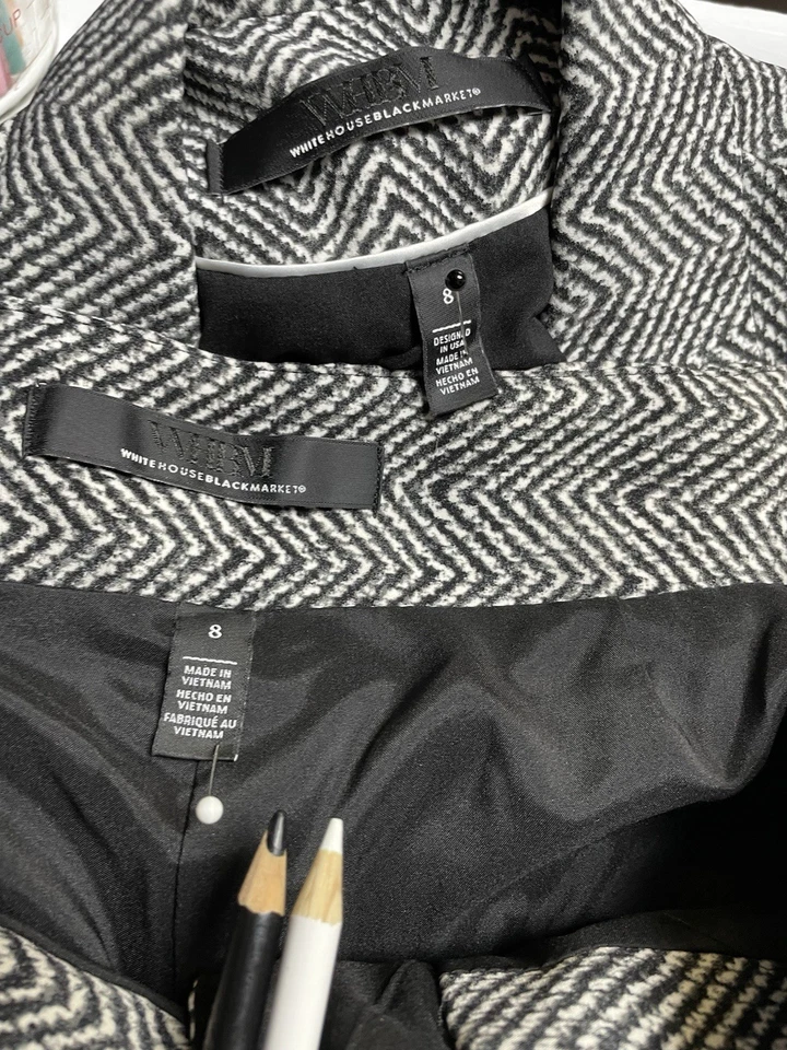 NUEVO Traje Pantalón Casa Blanca Mercado Negro Talla 8 Conjunto de Dos Piezas Cinturón WHBM Fácil Cuidado Foto 2 de 4