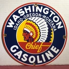 VINTAGE  WASHINGTON GASOLINE PORCELAIN MOTOR OIL GAS STATION PUMP PLATE SIGN