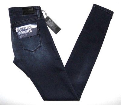 REPLAY - Damen NEU Luz Mid Rise Skinny Fit Jeans 25''W x 32''L Größe 6 dunkelblau