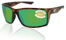 Costa Del Mar Reefton Tortoise Frame Green Mirror 580P Plastic Polarized Lens