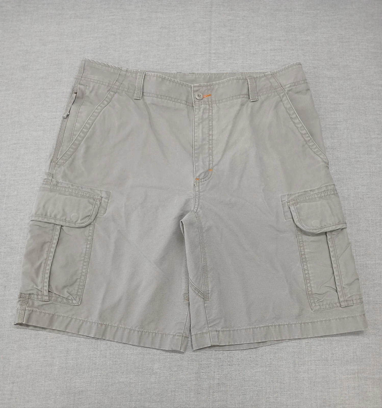 L.L.Bean Mens 36W Allagash Cargo Shorts 10" Beige Cotton Outdoor Hiking Utility
