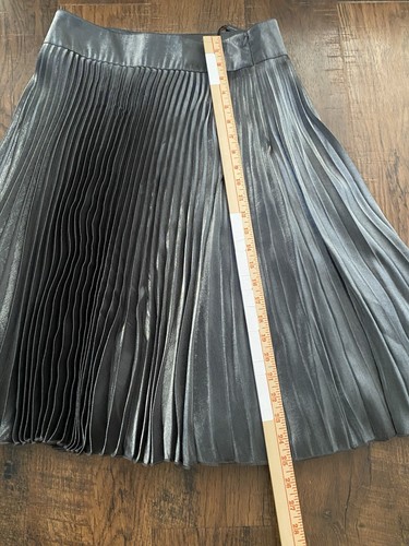 Karen Millen Pleated Midi Skirt Gray Metallic Women’s Size 8 - Picture 7 of 13