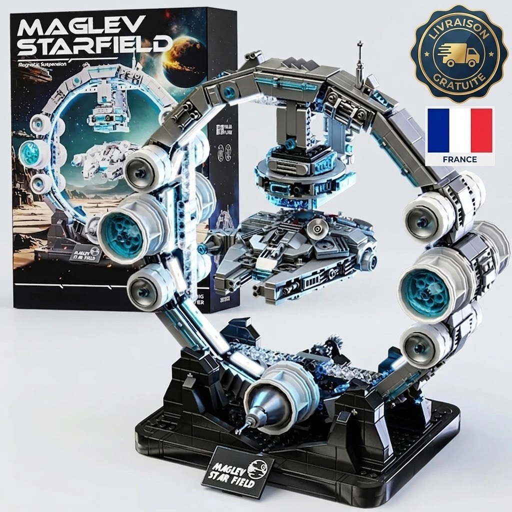 Vaisseau spatial Maglev haut de gamme, suspension magnétique et blocs de construction en ABS noir