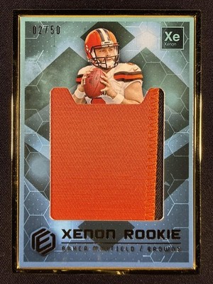 2018 Panini Elements #X-BM Baker Mayfield Xenon Rookie Jumbo Patch Gold /50