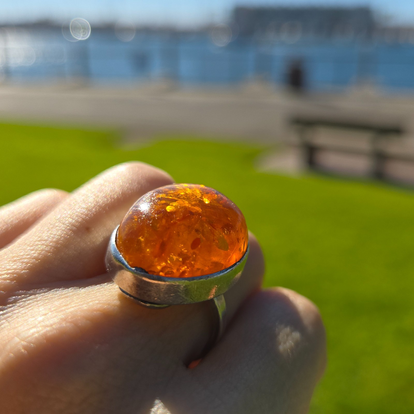 Large Amber Statement Ring Modern/Vintage SZ 6.25… - image 11