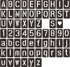 64-Piece Letter Number Symbol Stencil Set, Reusable PET Material, Paint Wood