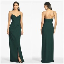 $285 NWT SACHIN & BABI Paulina Gown Emerald Green Maxi Dress Slit V-Neck SZ 22W