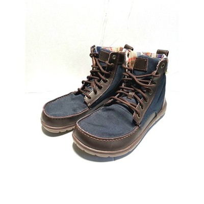 Lems Boulder Boot Navy Brown Nylon Leather Minimalist Zero Drop Mens 8 Women 9.5