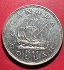 1949 $1 Canada King George VI SILVER Dollar Choice AU Details! Old Canadian Coin