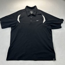 Nike Dri-FIT Polo Black/White XL Solid Men's Regular Fit Collared Short Sleeve