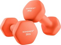 Dumbbells Set of 2 3kg Neoprene Coated Hexagon Non-Slip for Home Gym Fitness