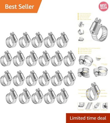 304 Stainless Steel Micro Hose Clamps - 22 Pack Adjustable 5/16'' to 7/8'' Range