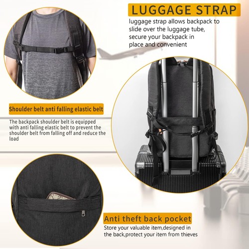 NOBLEMAN Professional Laptop Computer Backpack Men, Luxury Jet-black - 第 7/9 張圖片