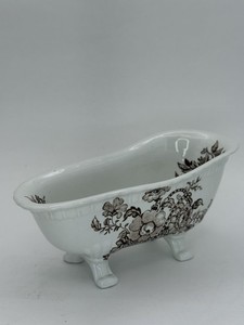 Vintage English Ceramic Bathtub Soap Dish Floral Brown Transferware Decor