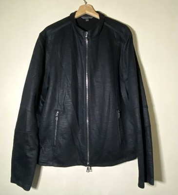 John Varvatos Men s Moto Racer Track Jacket Size Xl Men s Matte Black Zip Up