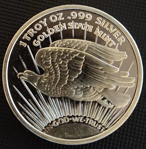 1 oz Golden State Mint Saint-Gaudens .999 fine Silver Round