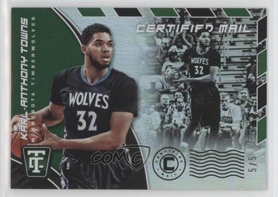 2017-18 Panini Totally Certified Mail Green 5/5 Karl-Anthony Towns #10 7o6