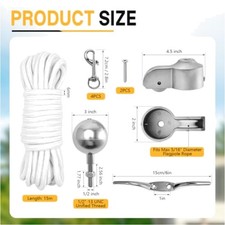 Fahnenmast Zubehör Set Karabiner Klampe Topp...