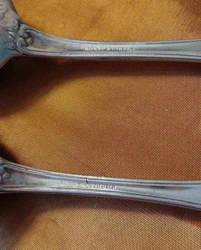 NYC US Estate Antique Kidney & Johnson Coin Silver (.900) Serving Spoons Set X 3 - Picture 4 of 7