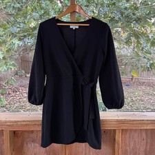 Madewell Texture & Thread Black Side Tie Wrap Style Dress Size M