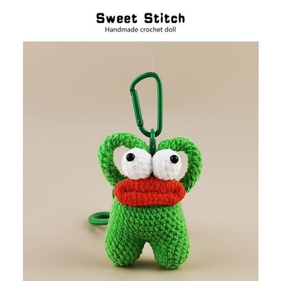 Fresh Green Hand Crochet Frog Bag Hanging Ornament - Surprise Gift for Friends