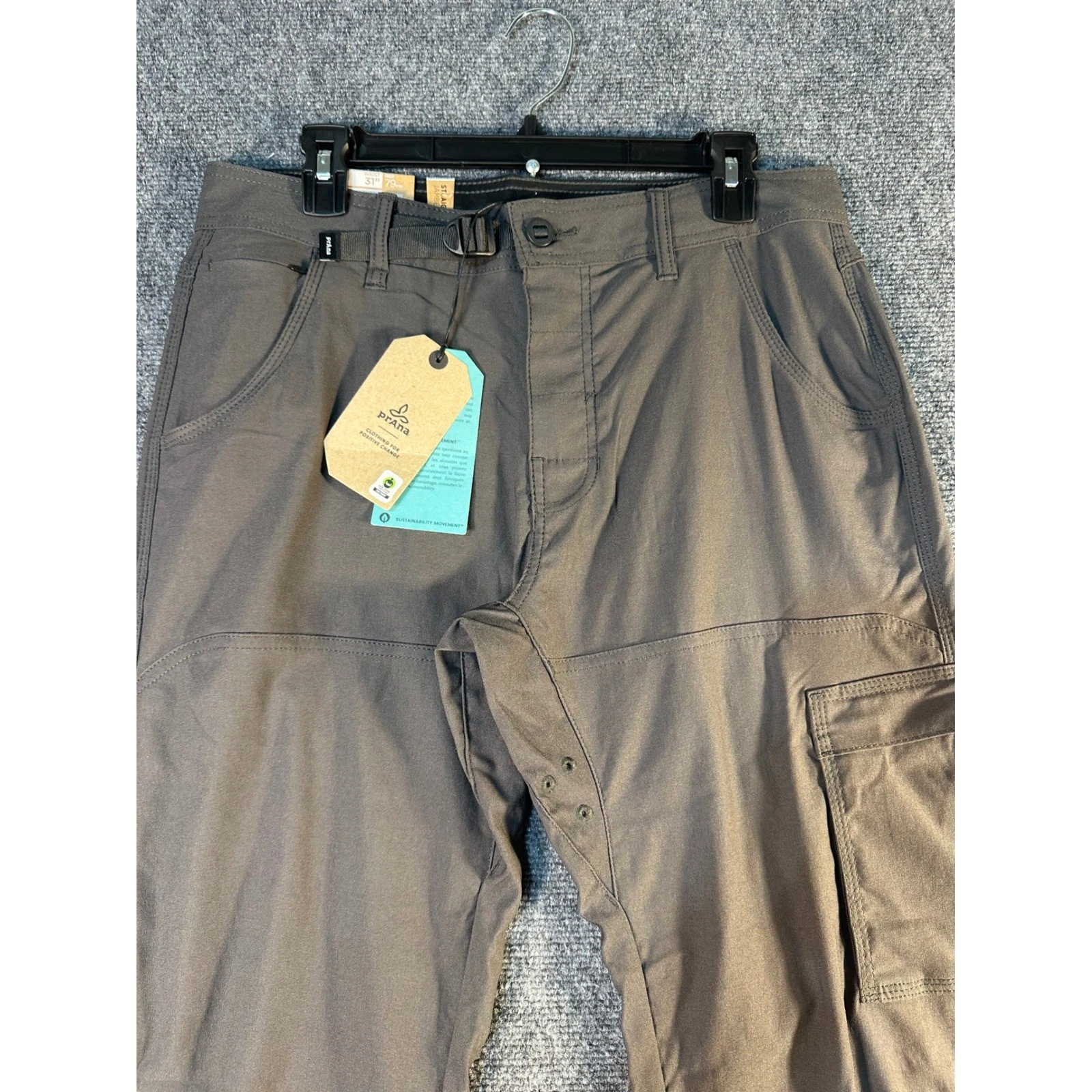 Prana Stretch Zion Pant II Dark Iron Grey Mens 31x30 Hiking Cargo Pants NEW
