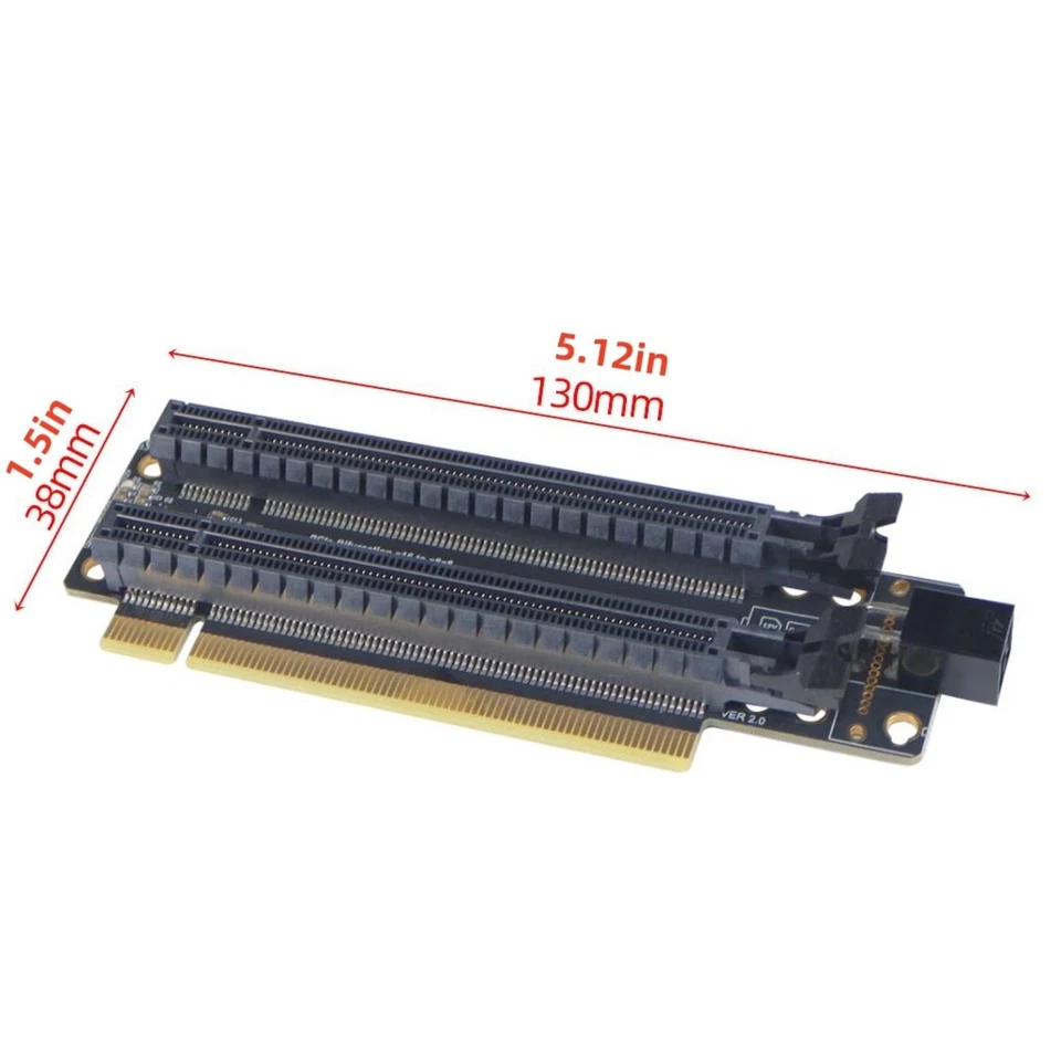 PCI-Express 4.0 x16 1 to 2 Expansion Card Gen4 Gen3 Split Card PCIe-x16 to x8x8 - Image 2 of 4