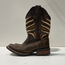 Brown Leather Square Toe Embroidered Western Cowboy Boots Size 10