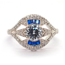 1.30Ct White Round Cut Art Deco Style Engagement Wedding Ring Solid 925 Silver