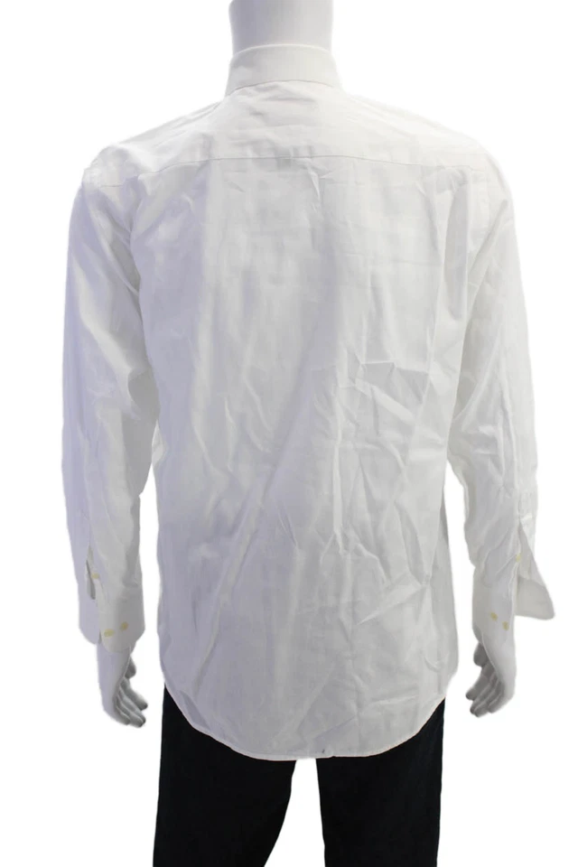 Camisa Isaac Mizrahi New York Para Hombres Algodón Cuello Abotonada Blanca Talla 15 Foto 3 de 4