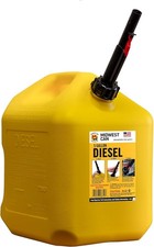 Midwest Can 8610 Safe-Flo Auto Shut Off 5 Gallon Diesel Can Yellow Plastic Fuel
