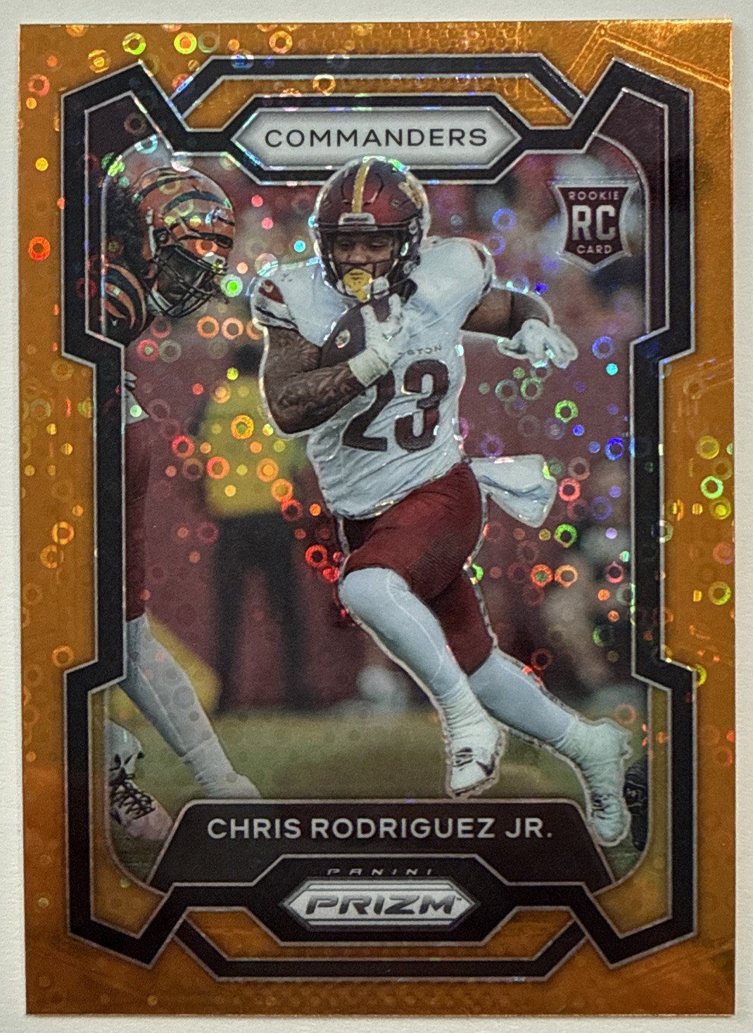 2023 Panini Prizm Rookies Orange Disco Prizm Chris Rodriguez Jr. #398 (RC)