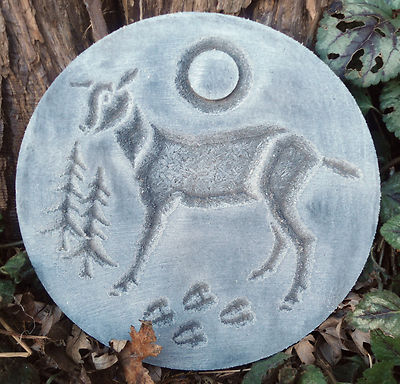 Deer plaque mold garden forest decorative plaster cement mould 7.75'' x 3/4''