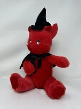 Vintage KellyToy Red Devil Black Witch Hat Plush Halloween 16" Soft!