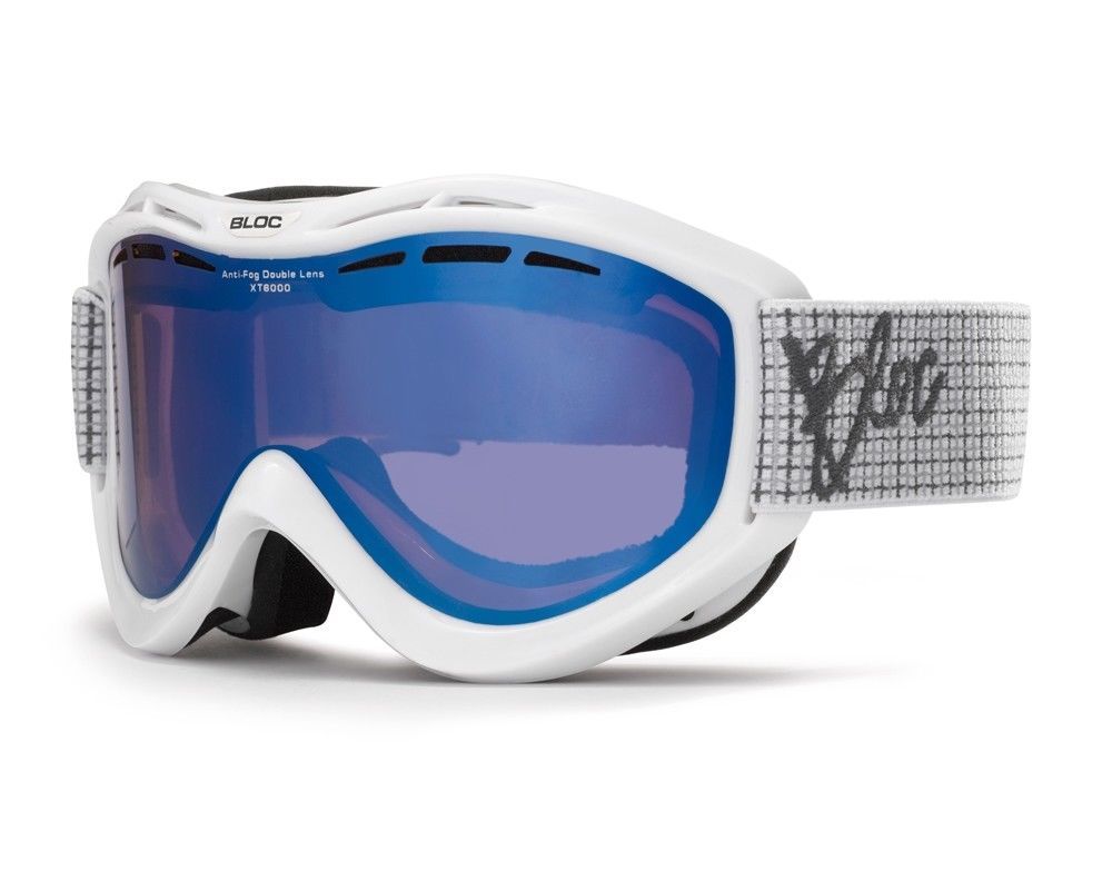 BLOC VENOM VMW13 SKI GOGGLES SNOWBOARD CAT 3 blueE MIRROR LENS WHITE FRAME BLOC VENOM VMW13 SKI GOGGLES SNOWBOARD CAT 3 blueE MIRROR LENS WHITE FRAME