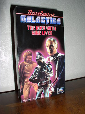 Battlestar Galactica - The Man With Nine Lives starring Lorne Greene (VHS, 1996)