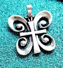 Retired James Avery Butterfly Cross Resurrection Pendant NEAT!
