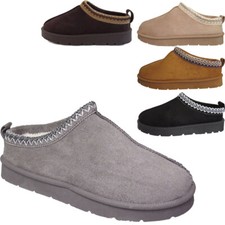 Womens Cosy Warm Home Slip On Fleece Lined Ladies Faux Suede Slippers Clogs Shoe