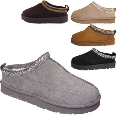 Kuschelige warme Damen-Slipper zu Hause Fleece gefüttert Damen-Wildlederimitat Hausschuhe Clogs Schuh
